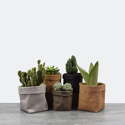 China Succulent Flower Pot Pen Holder Makeup Brush Bucket Packing Paper Bag Nordic Home Washable Storage Bag for sale