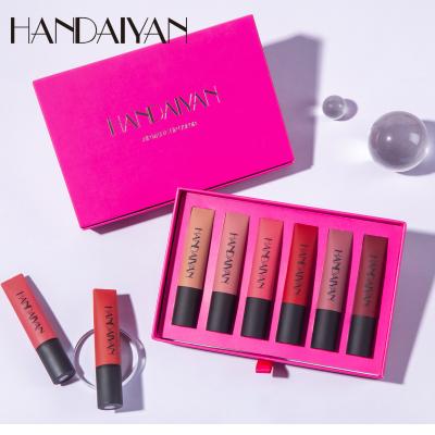 China Handaiyan Air Matte Lip Color 6 Pcs Waterproof Soft Candy Gift Lip Glazer Silky Smooth Liquid Kit for sale