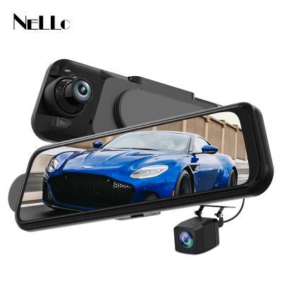 China HD video recording no bandage design patent dash camera 9.66 inch wifi gps 4K front and rear cameras mirror dash cam for sale