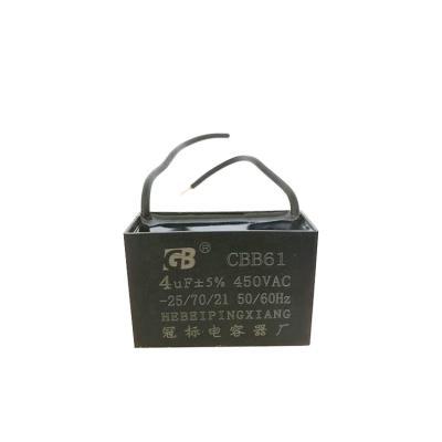 China AC Motor Low Price CBB61 Fan Capacitor 2uf 450v50/60Hz for sale