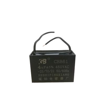 China ac motor 450v 10uf bom cbb61 motor fan capacitor 10uf 450vac for sale