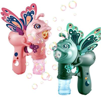 China Outdoor Game Plastic Toy Bubble Shooter Summer Toy Butterfly Design Handheld Bubble Gun For Kids for sale