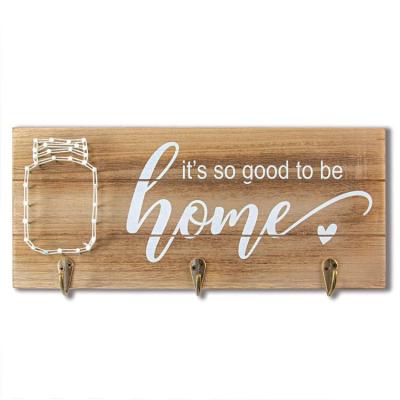 China Viable So Good To Be Home Farmhouse Wall Decor Key Holder With String Art Mason Jar for sale