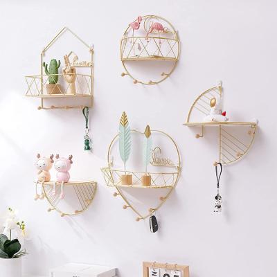 China PHOTA Viable Wall Mount Mail Rack With Wooden Shelf Key Hangs Metal Mail Sorter Coat Rack Wire Mesh Storage for sale