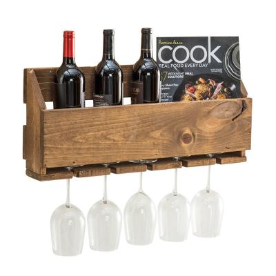 China Factory Price Solid Wood Wall Wine Rack Bar Viable Wine Rack for sale