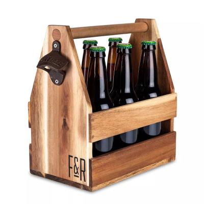 China Sustainable Rustic Wooden Wine Bottle Rack Beer Bottle Basket For Bar And Kitchen for sale