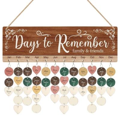 China Europe Vintage Family Friends Birthday Reminder Calendar Board, (15.8'x4.8