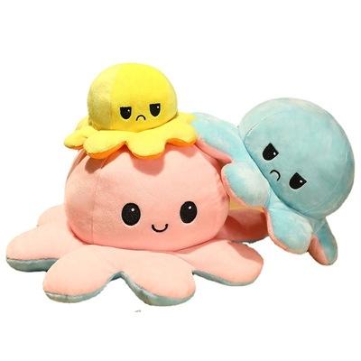 China Plush Doll Product Flip Face Octopus Doll Double Sided Reversible Octopus Doll Stuffed Toy Octopus Plush for sale