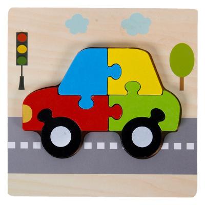 China Custom Wooden Kids Wooden 3D Puzzle Jigsaw Toys For Children Cartoon Animal Vehicle Wooden Toddler Puzzles for sale