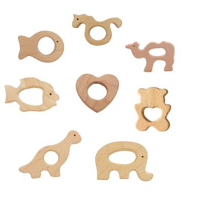 China Toy New Arrival 100% Soft Organic Beech Wood Baby Teething Toy Grade Wooden Animal Teething Toy for sale