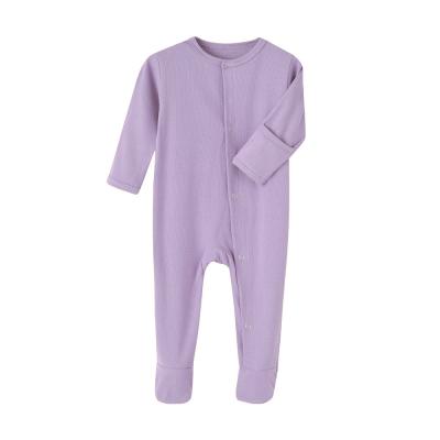 China Baby Boy Girl Romper Autumn Breathable Spring Ribbed Infant Toddler Cotton Footed Jumpsuit Kids Overalls for sale