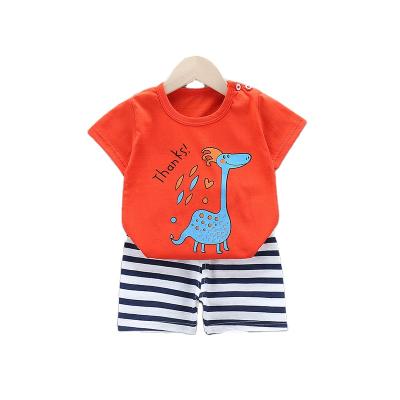 China Summer Breathable Cotton Clothes Suit T-shirt Shorts Pants 2pcs Cartoon Baby Clothes Wholesale for sale