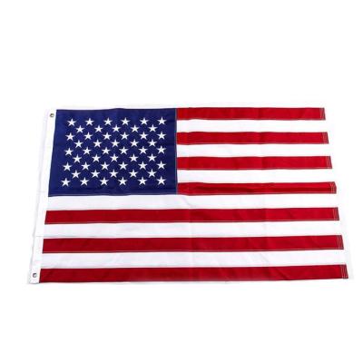 China FLYING Custom Embroidered Rectangle Polyester National Country USA American Flag for sale