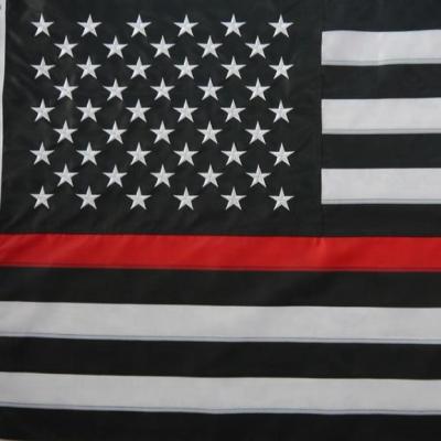 China Good Quality 210D Nylon Stars 210D Nylon Embroidered Thin Red Line Hanging American Flag for sale