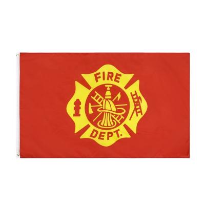 China Custom Factory 3x5ft 210D USA Fire Department Hanging Direct Nylon Embroidered Flag for sale