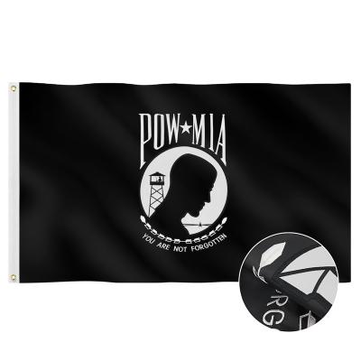 China Custom Factory 3x5ft 210D USA POW MIA Hanging Direct Nylon Embroidered Flag for sale