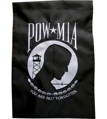 China Hanging Double Layer 210D Nylon 12x18inch Embroidered POW-MIA Flag With Sleeve for sale