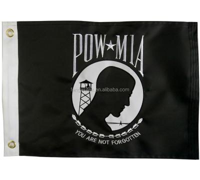 China Hanging Double Layer 210D Nylon 12x18inch Embroidered POW-MIA Flag With Grommet for sale