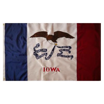 China Quality 3x5ft Hanging Nylon Iowa USA State Applique Embroidered Flag for sale