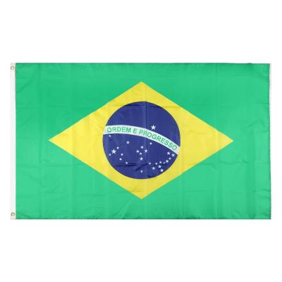 China Custom Factory Direct Hanging 3x5ft 210D Brazil Nylon Embroidered Flag for sale