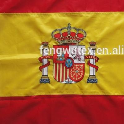 China Custom Factory Direct Hanging 3x5ft 210D Spain Nylon Embroidered Flag for sale