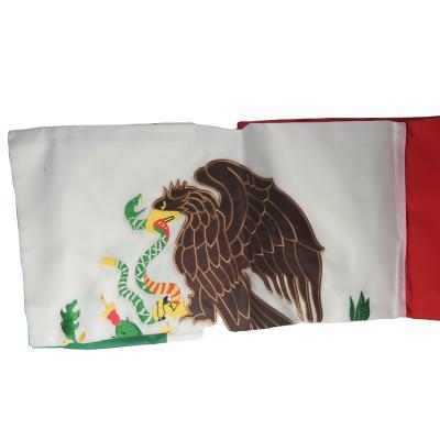 China 210D 3x5ft Hanging Nylon Embroidered Mexican National Flag Customized Sizes Available for sale