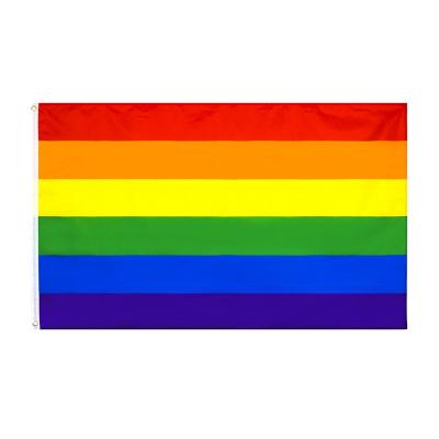 China Factory Direct 3x5ft Embroidered 210D Nylon Rainbow Hanging Flag for sale