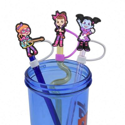 China Amazon Viable Best Selling Plastic Drinking Straws With Custom Colorful PVC Charms Cartoon Reusable Drinking Straw For Home Kids for sale