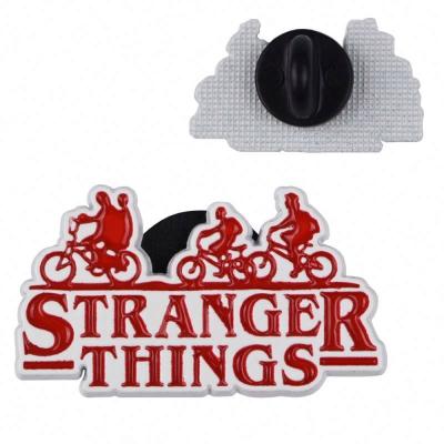 China Wholesale Cheap Wholesale Black Nickel Plated Lapel Stranger Things Stranger Things Australia Metal Soft Enamel Pin In Brooch Stock Pins for sale