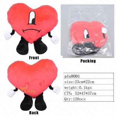 China Wholesale High Quality And Factory Return Bad Bunny Plushie Pillow Bad Red Heart Bad Bunny Plush Stuffed Plush Toy for sale