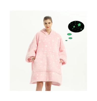 China Breathable Glow In The Dark Warm Hooded Plus Size Robe Flannel Home Bathrobe for sale