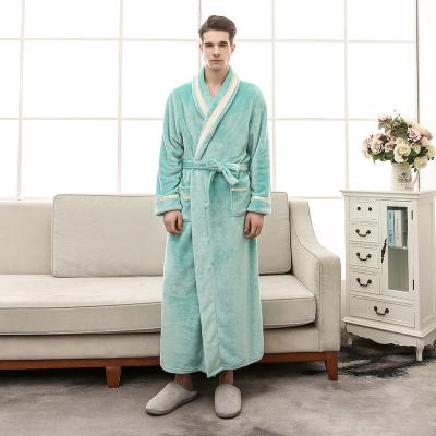 China Breathable Multicolor Plus Size Patchwork Couples Flannel Thicker Bathrobe for sale