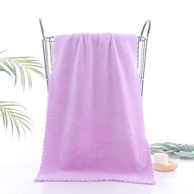 China Home Safe Soft Absorbent Fleece Coral Towel Solid Color Kid Friendly for sale