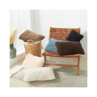 China Autumn and winter color pure straw wool sherpa pillow cover anti-static for sale