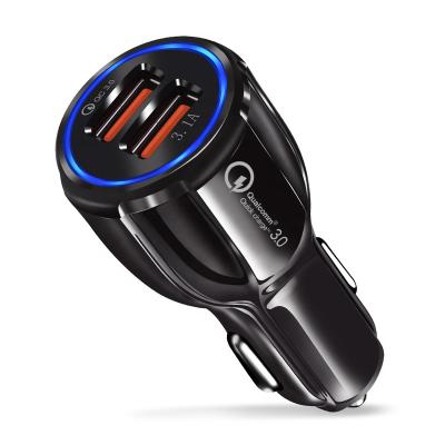 China UniversalÂ   DropShipping Fast Car USB Charger Charging QC3.0 QC2.0 Mobile Phone Charger 2 Port USB Fast Car Charger For iPhone Samsung Tablet for sale