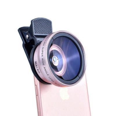 China DropShipping Portable Universal Super Wide Angle 2in1 Super Wide Angle Clip Professional 37mm 0.45X 49UV Macro Lens For Phone for sale