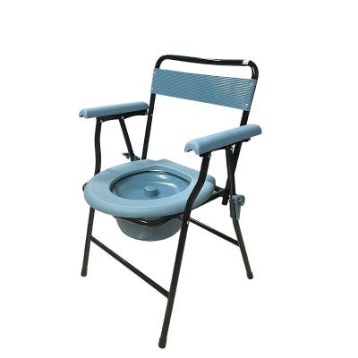 China Durable Steel Bedside Toilet Commode Chair With Folding Frame for sale