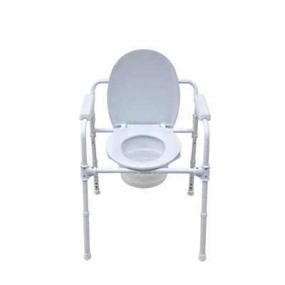 China Commode Folding Steel Rustproof Toilet Toilet Chair With Splash Proof Bedpan for sale