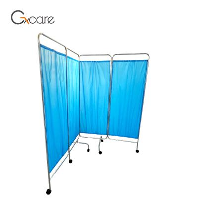 China Folding Rolled 4 Fold Hospital Medical Ward Screen With Folding Stainless Steel Frame for sale