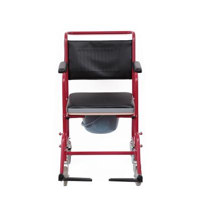 China Convenient Wheeled Steel Commode Chair With Swing Away Footrest for sale