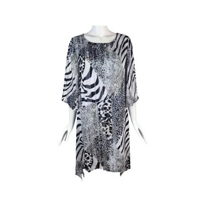 China 2022 Summer Custom Viable Beach Dress Leopard Bohemian Print Loose Print Ladies Casual Plus Size Dress for sale