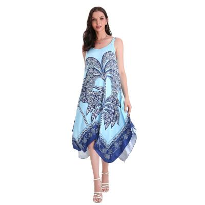 China Custom Viable Summer V-Neck Ladies Beach Casual Dress Printed Slip Dress Sexy Fashion Plus Size Dress for sale