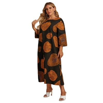 China 2022 Viable Printed Casual Club Dresses Summer Vintage Long Sleeve Women Plus Size Dress for sale