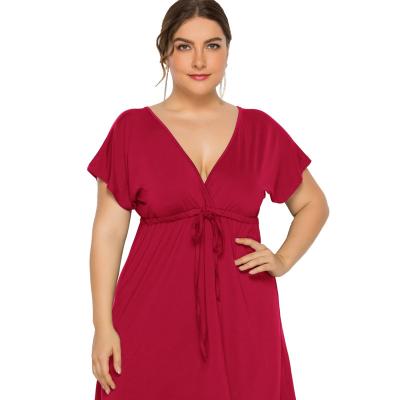 China High Quality Women Customized Viable Plus Size Clothing Plus Size V-Neckline Simple Maxi Dresses Summer 2022 Size Women's Skirts New for sale