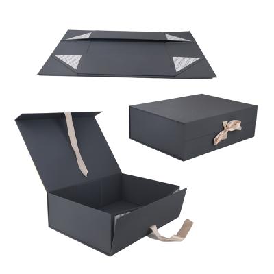 China Recycled Materials Recycled Large Folding Folding Magnetic Fold Box Gift Cartons Rectangle Cloth Shoe Box for sale