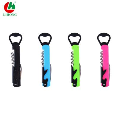 China Beer and Wine Custom 4-in-1 Handle Metal Keychain Viable Multifunctional Plastic Bottle Opener for sale