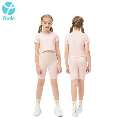 China Breathable Yoga Sets Sports Use Workout Tank Top Gym Activewear Girl Crop Jumpsuit White Sportswear For Kids for sale