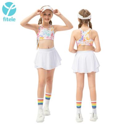 China Breathable Yoga Sets Sports Wear White Girl Crop Workout Overalls Tank Top Gym Top Gym Activewear For Kids for sale