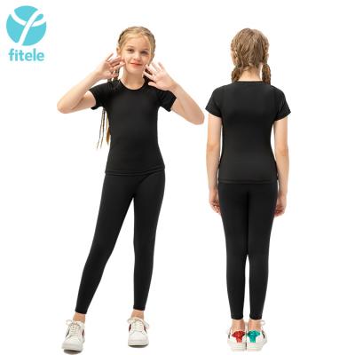 China Breathable Child Compression Leggings Sets Workout Gym T-Shirt Activewear Kids Sports Yoga Bra Sets Kids Sportswear for sale