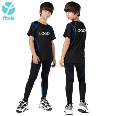 China Breathable Kid Compression Leggings Sets Kids Sports Yoga Tops Sets Workout Gym T-shirt Activewear Kids Sportswear for sale